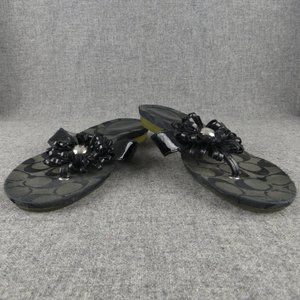 COACH SKYE Black Patent Flip Flop Sandal 8.5 B